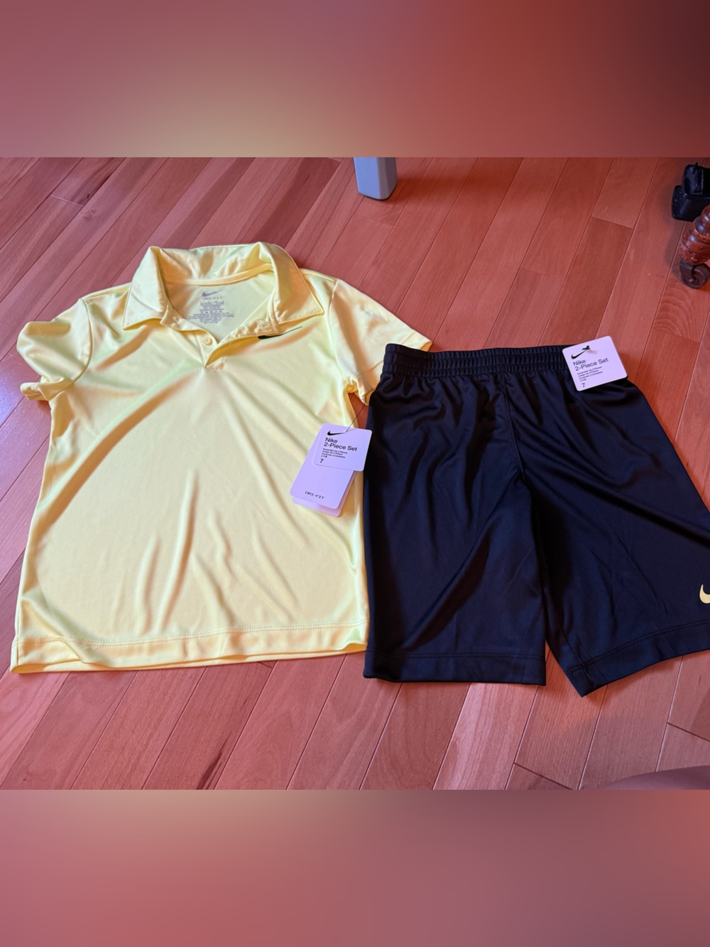 Nike Kids Black & Volt Yellow Polo and Short 2 piece set NWT